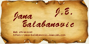 Jana Balabanović vizit kartica